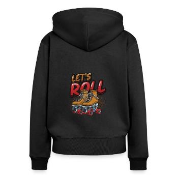 Let's Roll, Roller Blade Skating, Roller Skating - Women's Premium Organic Zip Hoodie - black - Back - Julia (174cm)