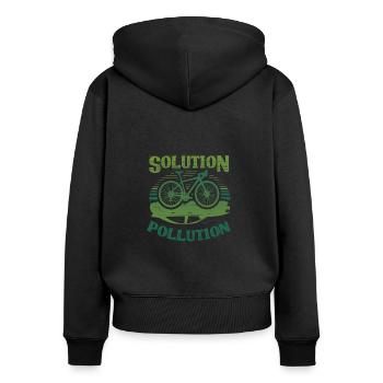 Polution Solution Umweltschutz Radfahren - Frauen Premium Bio Zip Hoodie - Schwarz - Hinten - Julia (174cm)