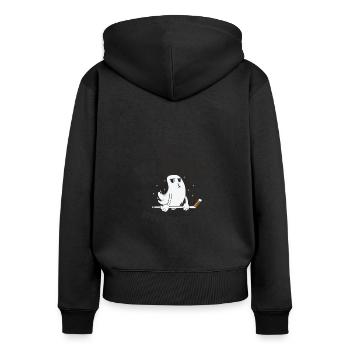 Eishockey Sport Halloween Saison Geisterspieler - Frauen Premium Bio Zip Hoodie - Schwarz - Hinten - Julia (174cm)