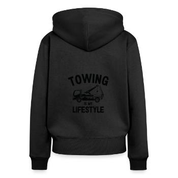 Abschleppwagenfahrer Lebensstil Abschleppen - Frauen Premium Bio Zip Hoodie - Schwarz - Hinten - Julia (174cm)