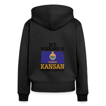 Nichts macht mir Angst Kansan Ehemann Kansas - Frauen Premium Bio Zip Hoodie - Schwarz - Hinten - Julia (174cm)