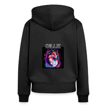 Style graffiti - Cooler Collie 5 - Sweat à capuche zippé Premium bio Femme - noir - Dos - Julia (174cm)