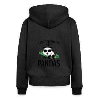 Tenue Panda Panda Bear Lover - Sweat à capuche zippé Premium bio Femme - noir - Dos - Julia (174cm)