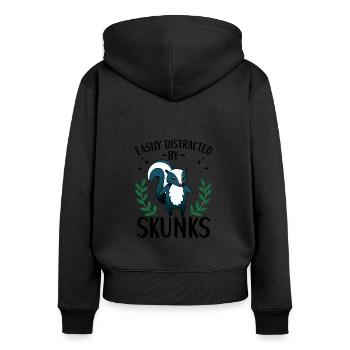 Stinktier Outfit Stinktier Liebhaber - Frauen Premium Bio Zip Hoodie - Schwarz - Hinten - Julia (174cm)