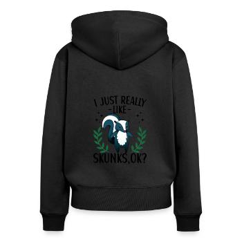 Skunk Outfit Skunk Lovers - Sweat à capuche zippé Premium bio Femme - noir - Dos - Julia (174cm)