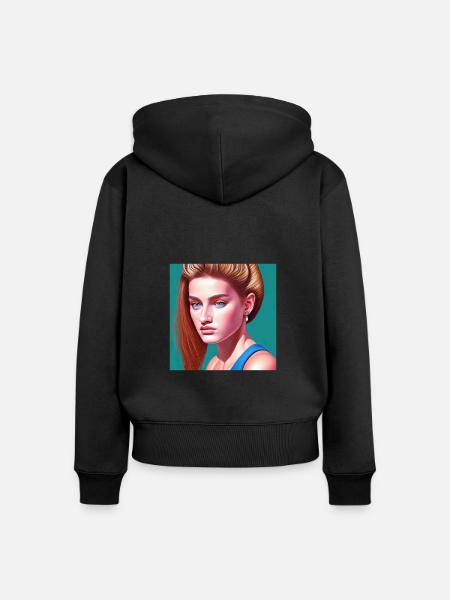Retrowave Synthwave 80s Design - Frauen Premium Bio Zip Hoodie - Schwarz