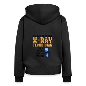 Radiologie Rad Tech Technologue Radiologue - Sweat à capuche zippé Premium bio Femme - noir - Dos - Julia (174cm)