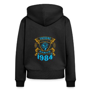 Awesome since 1984. Angel, Angler's birthday - Women's Premium Organic Zip Hoodie - black - Back - Julia (174cm)