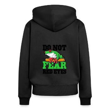 Rotäugiger Laubfrosch Niedliches - Frauen Premium Bio Zip Hoodie - Schwarz - Hinten - Julia (174cm)