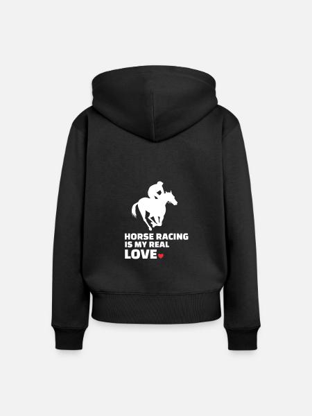 Ich Liebe Pferderennen - Frauen Premium Bio Zip Hoodie - Schwarz