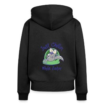 Chinchilla Wildlife Haustier Nagetier Essen - Frauen Premium Bio Zip Hoodie - Schwarz - Hinten - Julia (174cm)