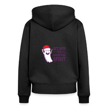 Noël mignon fantôme Halloween - Sweat à capuche zippé Premium bio Femme - noir - Dos - Julia (174cm)