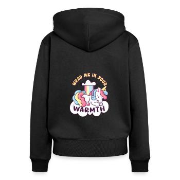 Regenbogen Tier Einhorn Winter Saison Liebhaber - Frauen Premium Bio Zip Hoodie - Schwarz - Hinten - Julia (174cm)