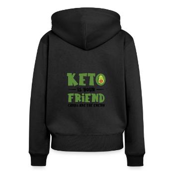 Keto Diet Nutritionniste Avocat Fruit - Sweat à capuche zippé Premium bio Femme - noir - Dos - Julia (174cm)
