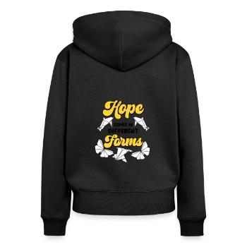 Japanische Papierfaltung Origami Herstellung - Frauen Premium Bio Zip Hoodie - Schwarz - Hinten - Julia (174cm)