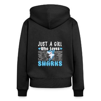 Nur ein Mädchen, das Haie für Mädchen und Frauen liebt - Frauen Premium Bio Zip Hoodie - Schwarz - Hinten - Julia (174cm)