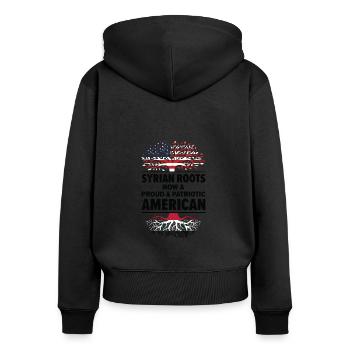 Nés Syriens Syrie Américains USA - Sweat à capuche zippé Premium bio Femme - noir - Dos - Julia (174cm)