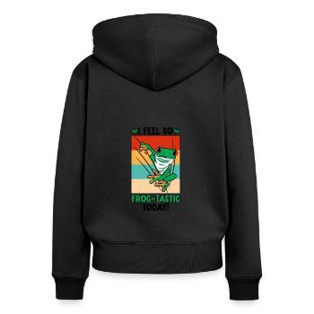 Rotäugiger Laubfrosch Niedliches - Frauen Premium Bio Zip Hoodie - Schwarz - Hinten - Julia (174cm)