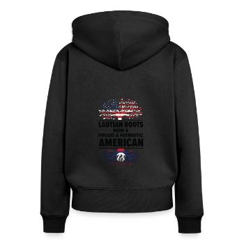 Geboren als Laotin Laos Amerikanerin USA - Frauen Premium Bio Zip Hoodie - Schwarz - Hinten - Julia (174cm)
