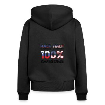 Né slovène Slovénie États-Unis - Sweat à capuche zippé Premium bio Femme - noir - Dos - Julia (174cm)
