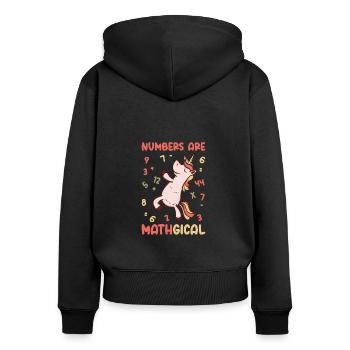 Mathematik Zahlenliebhaber Mathematik Einhorn - Frauen Premium Bio Zip Hoodie - Schwarz - Hinten - Julia (174cm)