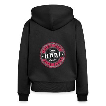 Anni Geschenkidee Geschenk Geburtstag - Frauen Premium Bio Zip Hoodie - Schwarz - Hinten - Julia (174cm)