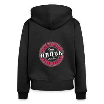Anouk Geschenkidee Geschenk Geburtstag - Frauen Premium Bio Zip Hoodie - Schwarz - Hinten - Julia (174cm)