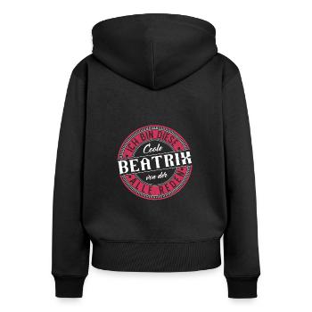 Beatrix Geschenkidee Geschenk Geburtstag - Frauen Premium Bio Zip Hoodie - Schwarz - Hinten - Julia (174cm)