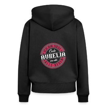 Aurelia Geschenkidee Geschenk Geburtstag - Frauen Premium Bio Zip Hoodie - Schwarz - Hinten - Julia (174cm)