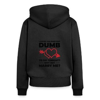 Dumb Wedding Heart Couple Relationship Romance - Women's Premium Organic Zip Hoodie - black - Back - Julia (174cm)
