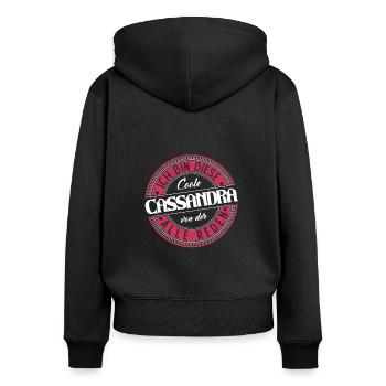 Cassandra Geschenkidee Geschenk Geburtstag - Frauen Premium Bio Zip Hoodie - Schwarz - Hinten - Julia (174cm)