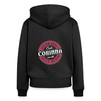 Corinna Geschenkidee Geschenk Geburtstag - Frauen Premium Bio Zip Hoodie - Schwarz - Hinten - Julia (174cm)