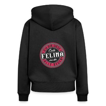 Felina Geschenkidee Geschenk Geburtstag - Frauen Premium Bio Zip Hoodie - Schwarz - Hinten - Julia (174cm)