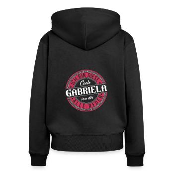 Gabriela Geschenkidee Geschenk Geburtstag - Frauen Premium Bio Zip Hoodie - Schwarz - Hinten - Julia (174cm)