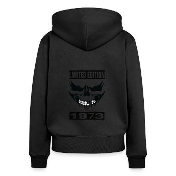 Édition limitée 1973 - Sweat à capuche zippé Premium bio Femme - noir - Dos - Julia (174cm)
