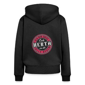 Herta Geschenkidee Geschenk Geburtstag - Frauen Premium Bio Zip Hoodie - Schwarz - Hinten - Julia (174cm)