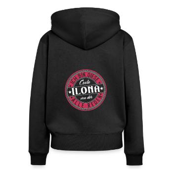 Ilona Geschenkidee Geschenk Geburtstag - Frauen Premium Bio Zip Hoodie - Schwarz - Hinten - Julia (174cm)