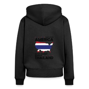 Geboren Thai Thailand Amerikanisch USA - Frauen Premium Bio Zip Hoodie - Schwarz - Hinten - Julia (174cm)