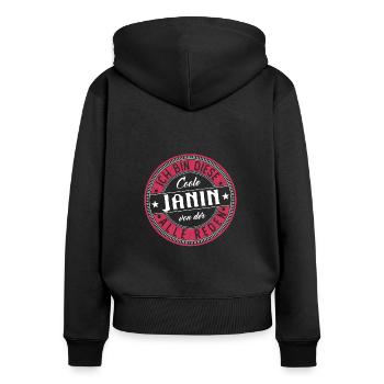 Janin Geschenkidee Geschenk Geburtstag - Frauen Premium Bio Zip Hoodie - Schwarz - Hinten - Julia (174cm)