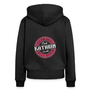 Kathrin Geschenkidee Geschenk Geburtstag - Frauen Premium Bio Zip Hoodie - Schwarz - Hinten - Julia (174cm)