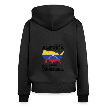 Geborener Venezolaner Venezuela Amerikaner USA - Frauen Premium Bio Zip Hoodie - Schwarz - Hinten - Julia (174cm)