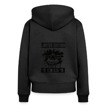 Édition limitée 1951 - Sweat à capuche zippé Premium bio Femme - noir - Dos - Julia (174cm)