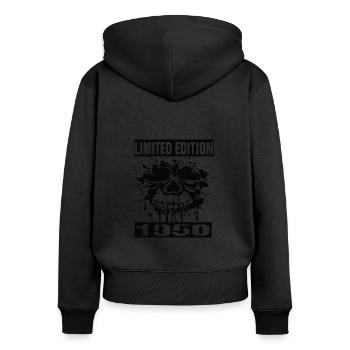Limited Edition 1950 - Frauen Premium Bio Zip Hoodie - Schwarz - Hinten - Julia (174cm)