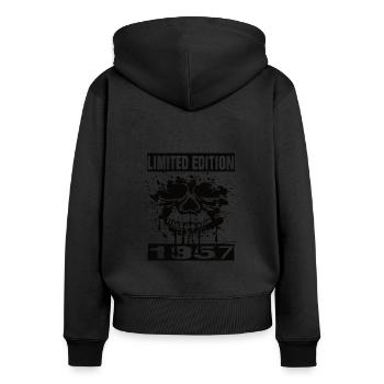 Édition limitée 1957 - Sweat à capuche zippé Premium bio Femme - noir - Dos - Julia (174cm)
