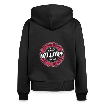 Melody Geschenkidee Geschenk Geburtstag - Frauen Premium Bio Zip Hoodie - Schwarz - Hinten - Julia (174cm)
