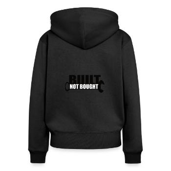 Built Not Bought Schraubenschlüssel Tuning - Frauen Premium Bio Zip Hoodie - Schwarz - Hinten - Julia (174cm)