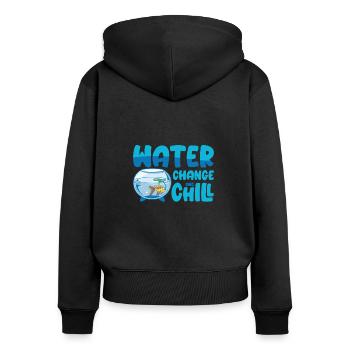 Poissons d’aquarium Gardiens d’aquarium aquatique - Sweat à capuche zippé Premium bio Femme - noir - Dos - Julia (174cm)