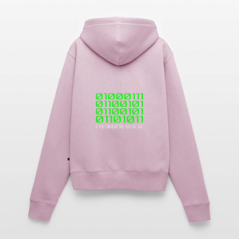 Funny Computer Binary Code Programmer Developer Women's Premium Organic Zip Hoodie