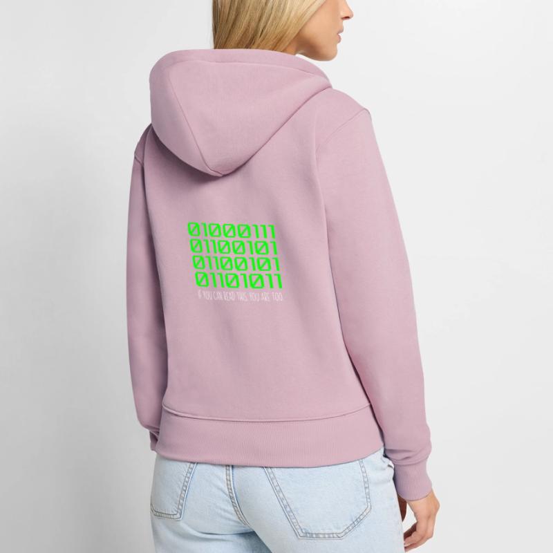 Funny Computer Binary Code Programmer Developer Women's Premium Organic Zip Hoodie