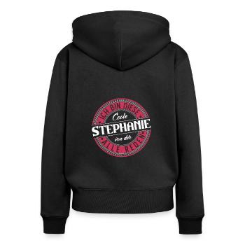 Stephanie Geschenkidee Geschenk Geburtstag - Frauen Premium Bio Zip Hoodie - Schwarz - Hinten - Julia (174cm)